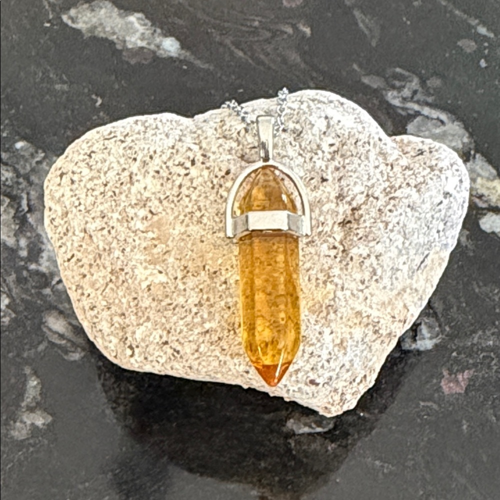 Amber Crystal Bullet Resin Pendant Necklace